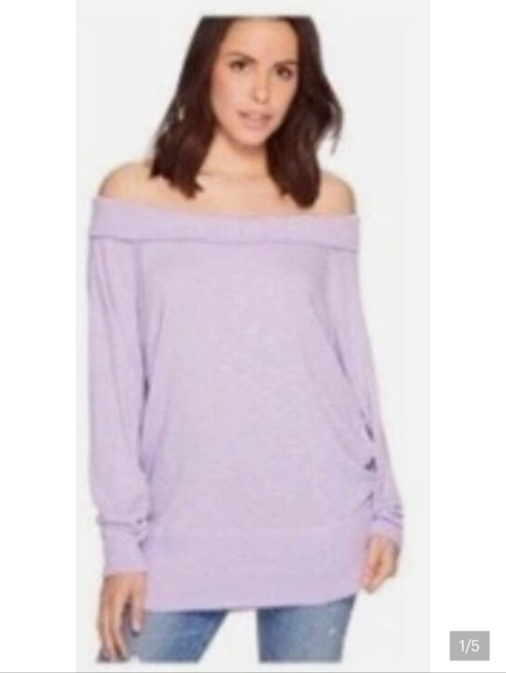 We the Free Women Small Lilac Off the Shoulder Thermal Lightweight Sweater